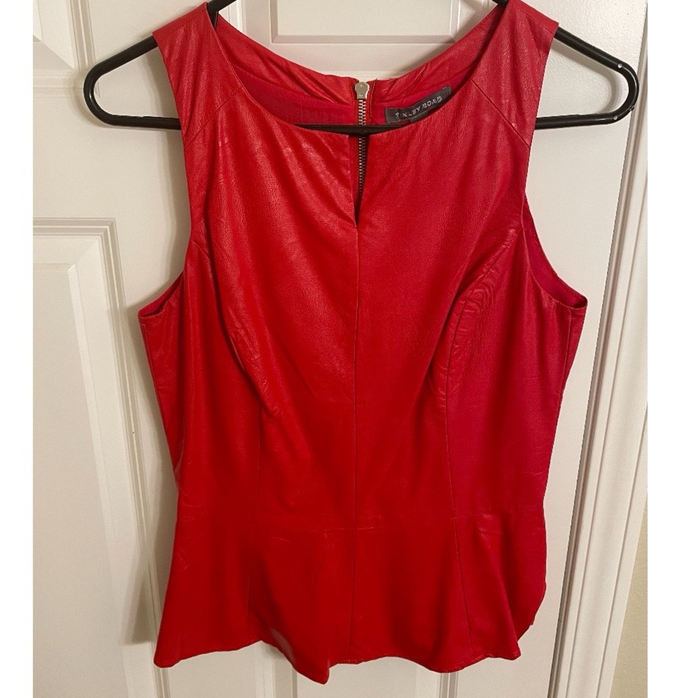 Tinley Road Faux Leather Peplum Top